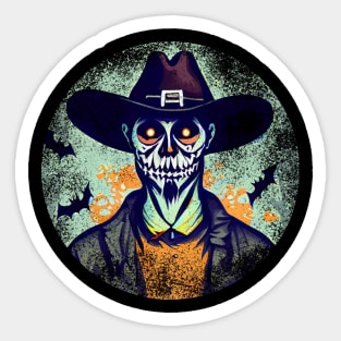 Vintage Spooky Skeleton Cowboy Sticker